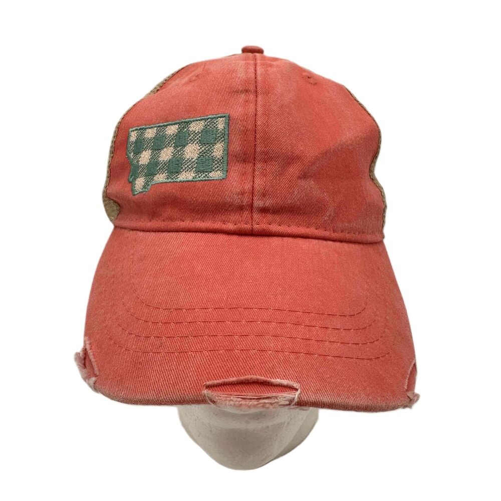 Adams Women's Pink Distressed Plaid Montana Mesh Baseball Cap
